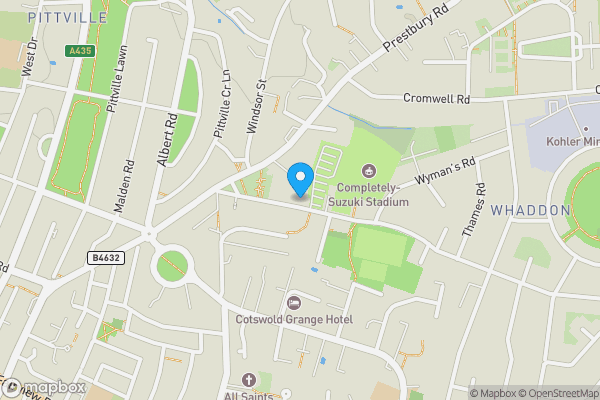 Map location for 32 Whaddon Road, Cheltenham, Gloucestershire, GL52 5NA