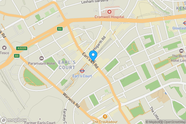 Map location for Earls Court Road, London, SW5