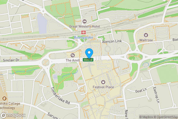 Map location for Flat 1019, Churchill Place, Churchill Way, Basingstoke, Hampshire RG21 7ES