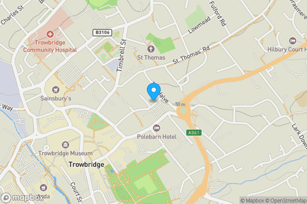 Map location for Flat 1, Courtyard Unit D, Trowbridge, Wiltshire, BA14 8EA