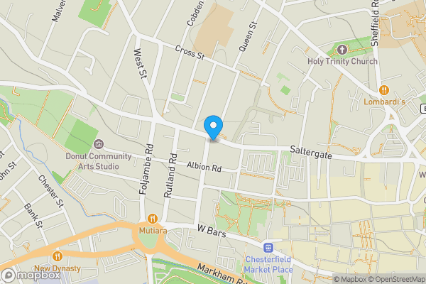 Map location for 100 Saltergate, Chesterfield, Derbyshire S40 1LG