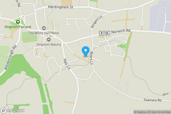 Map location for 18 Stone Lane, Hingham, Norwich, Norfolk NR9 4LH