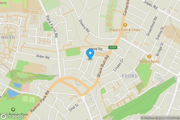 Map location for Garden Road, Folkestone, Kent, CT19 5RA