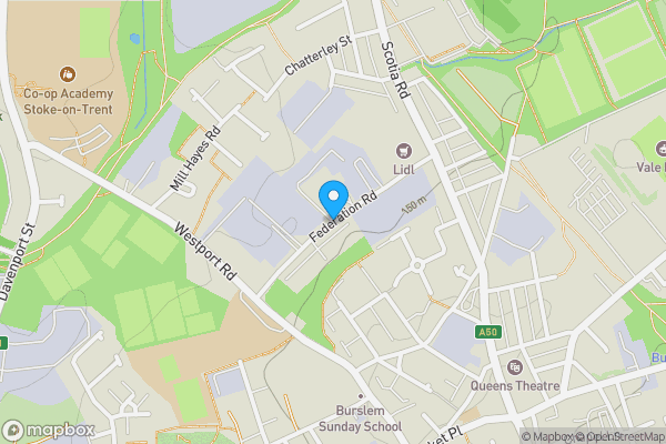 Map location for Federation Road, STOKE-ON-TRENT, Staffordshire, ST6 4HX