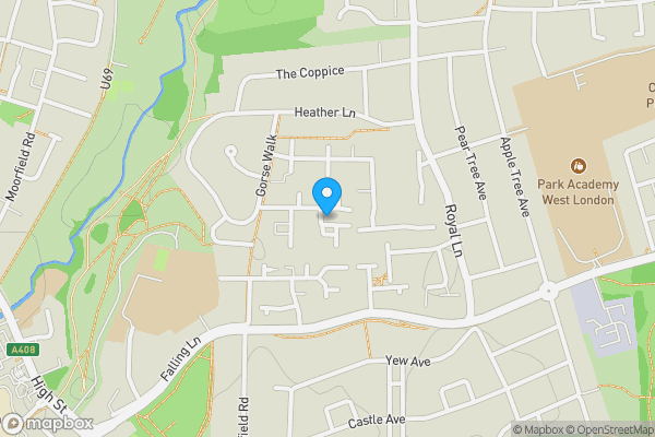 Map location for 46 Ryeland Close, West Drayton, UB7 8AU