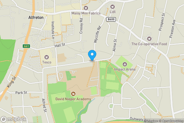 Map location for Grange Street, ALFRETON, Derbyshire, DE55 7JA