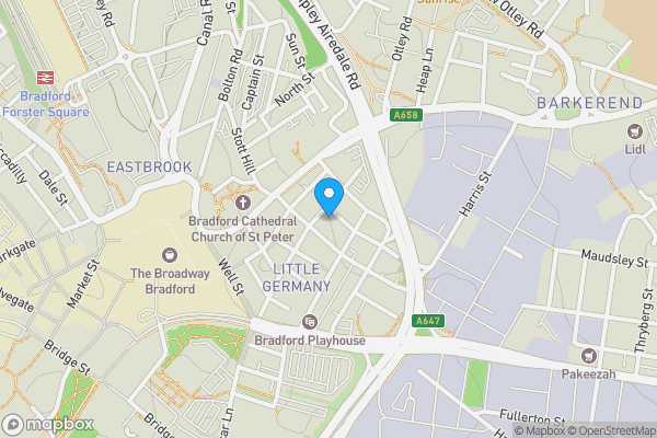 Map location for Apartment 8, Delaunay House, 8 Burnett Street, Bradford, West Yorkshire BD1 5BJ