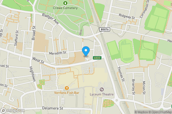 Map location for Land at Newton Street, Crewe, Cheshire CW1 2NE