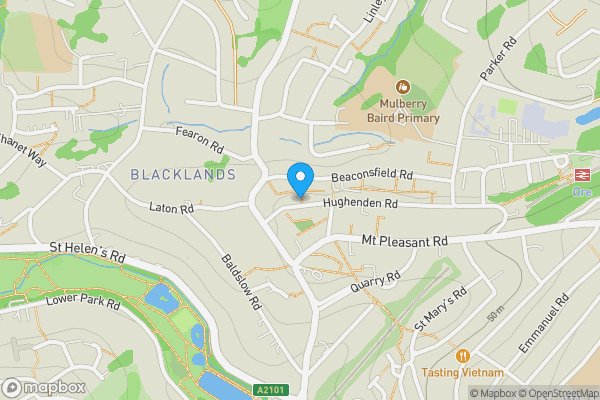 Map location for 21B Hughenden Road, Hastings, East Sussex, TN34 3TG