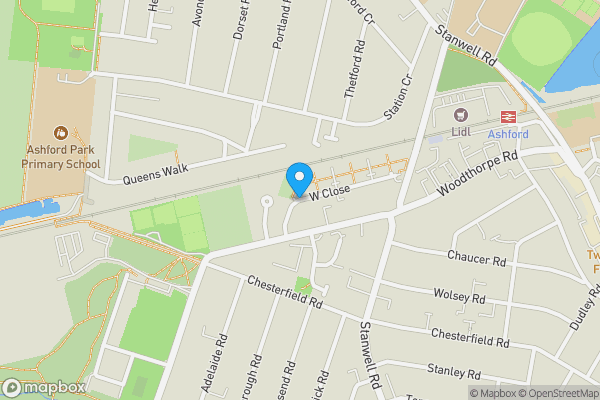 Map location for Land / Parking @ West Close, Ashford, Middlesex, TW15 3LW