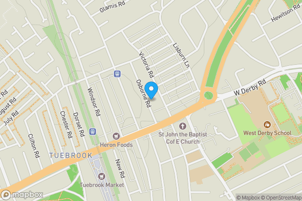 Map location for 14 Osborne Road, Tuebrook, Liverpool L13 8AT