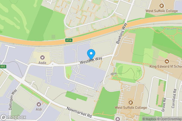 Map location for 1 Western Way, Bury St Edmunds IP33 3SP