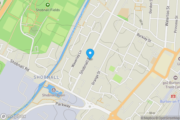 Map location for 44 Shobnall Street, Burton-on-Trent, Staffordshire, DE14 2HH