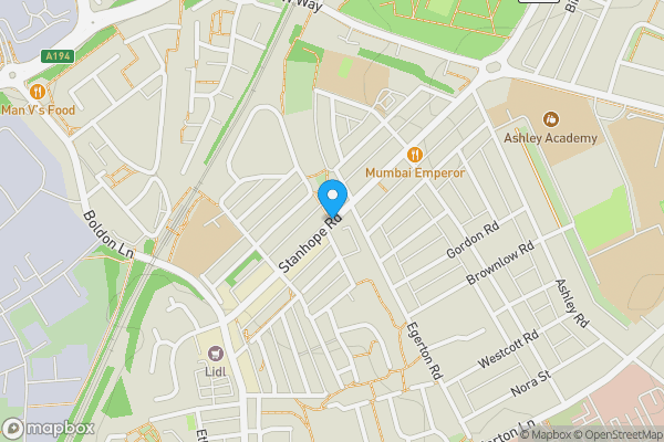 Map location for Stanhope Road, South Shields , NE33 4QZ