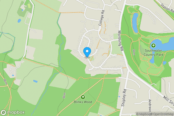 Map location for Plot 2, Land at Woodlands Way, Southwater, Horsham, West Sussex, RH13 9HZ