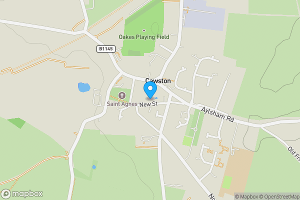 Map location for 16 New Street, Cawston, Norwich, Norfolk, NR10 4AL