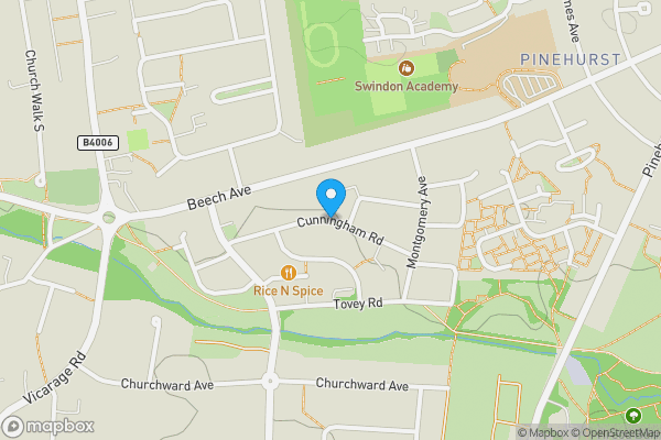 Map location for Cunningham Road, Swindon, Wiltshire, SN2 1PP