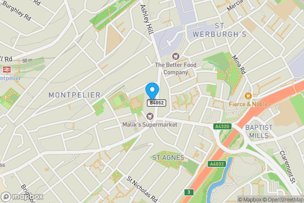 Map location for Flat 1, 27 Sussex Place, St. Werburghs, Bristol BS2 9QN