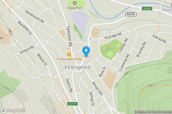 Map location for Swan Terrace, Tonypandy, CF40 1HJ