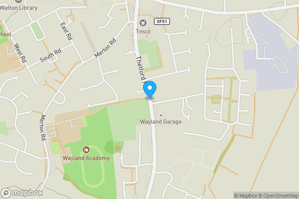 Map location for Thetford Road, THETFORD, Norfolk, IP25 6BS