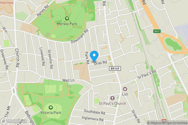 Map location for 42 Oriel Road, Birkenhead, Merseyside CH42 5PD