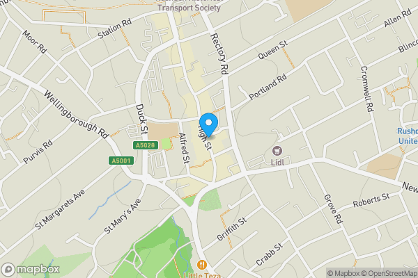 Map location for 34-36 High Street, Rushden, North Northamptonshire, NN10 0PW