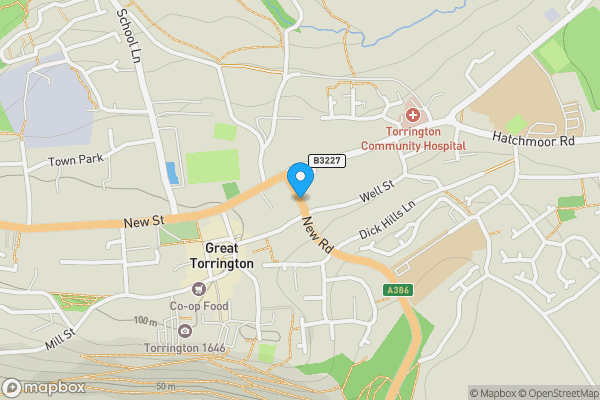 Map location for New Road, Great Torrington, Devon, EX38 8EJ