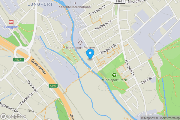 Map location for Middleport Mill, Milvale Street, Middleport ST6 3NT