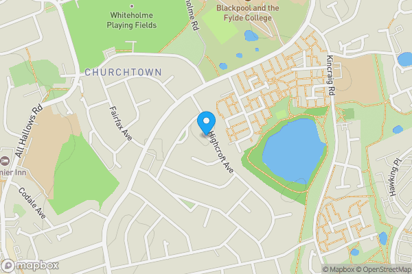 Map location for Highcroft Avenue, Blackpool, Lancashire, FY2 0BJ