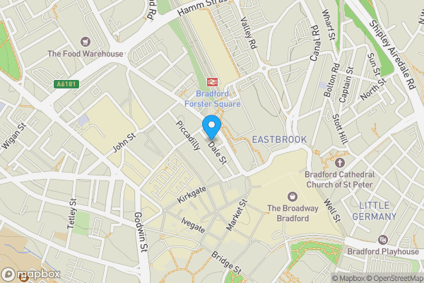 Map location for Flat B01, 43 Cheapside Chambers, Bradford, BD1 4HP