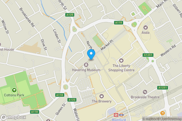 Map location for Former Bitter End Public House, 15 High Street, Romford, Essex RM1 1JU