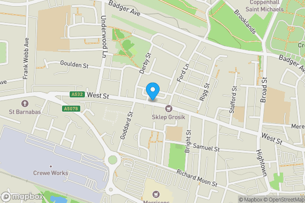 Map location for 123-125 West Street, Crewe, CW1 3HH