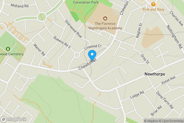 Map location for Chewton Street, NOTTINGHAM, Nottinghamshire, NG16 3JR