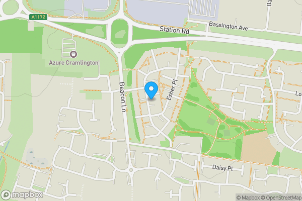 Map location for 21 Esher Place, Cramlington, Northumberland NE23 8JQ