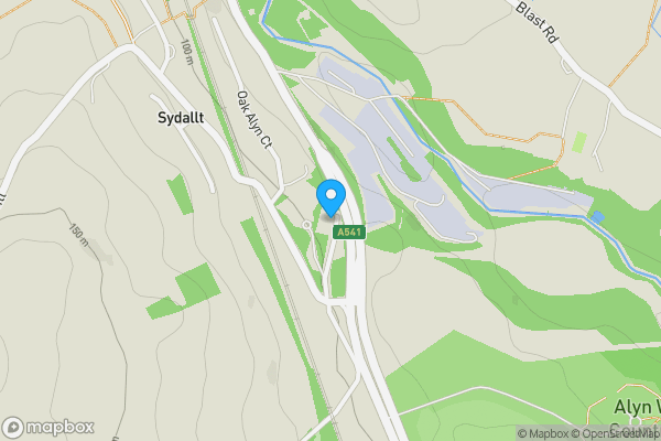 Map location for Oak Alyn Hall, Mold Road, Cefn-y-Bedd, Gwersylit, Wrexham LL12 9US