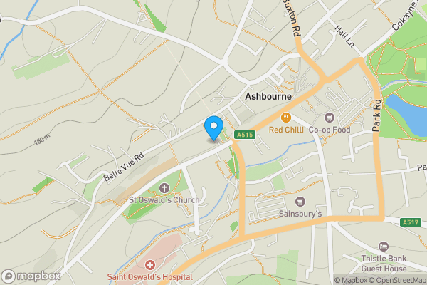 Map location for The Ivies, 49, Church Street, ASHBOURNE, Derbyshire, DE6 1AJ