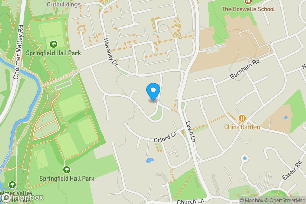 Map location for Land lying to the south of 21, Chelmsford, Essex, CM1 7PE