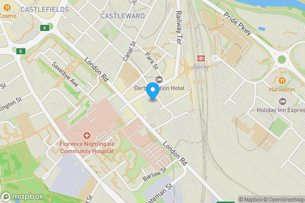 Map location for Flat 9, Rutland House, 112, Carrington Street, DERBY, Derbyshire, DE1 2NH