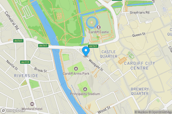 Map location for Westgate Street, Cardiff, CF10 1DJ