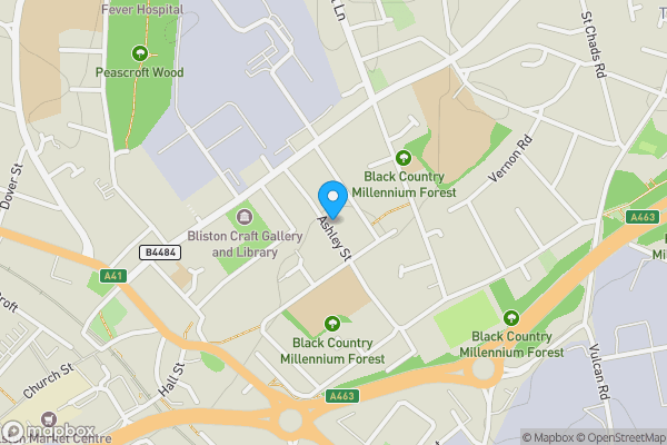 Map location for 85 Ashley Street, Bilston, West Midlands, WV14 7NW