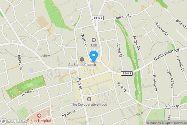 Map location for Former HSBC Bank, Church Street, Ripley, Derbyshire DE5 3BY