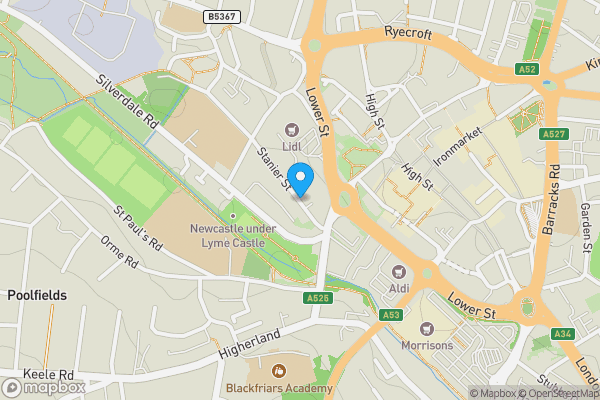 Map location for Stanier Street, Newcastle, Staffordshire, ST5 2SY