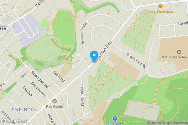 Map location for Sneinton Dale, Nottingham, Nottinghamshire, NG3 7DN