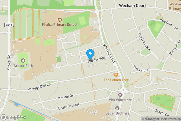 Map location for Borderside, Slough, Berkshire, SL2 5QU