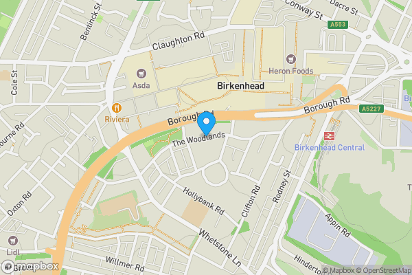 Map location for The Woodlands, Birkenhead, CH41 2SJ