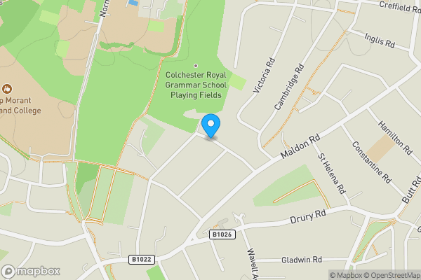 Map location for Athelstan Road, Colchester, Essex, CO3 3TW