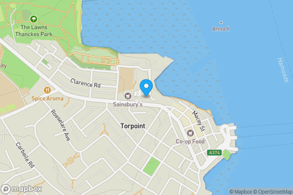 Map location for The Garden Sports and Leisure Club, 10 Antony Road, Torpoint, Cornwall, PL11 2JW