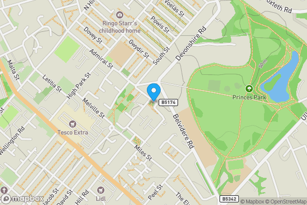 Map location for Land At 113 & 115 Admiral Street, Liverpool, L8 4QN