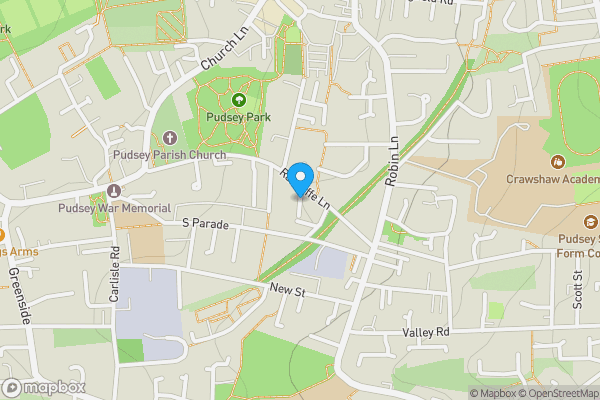 Map location for Radcliffe Terrace, Pudsey, West Yorkshire, LS28 8BD