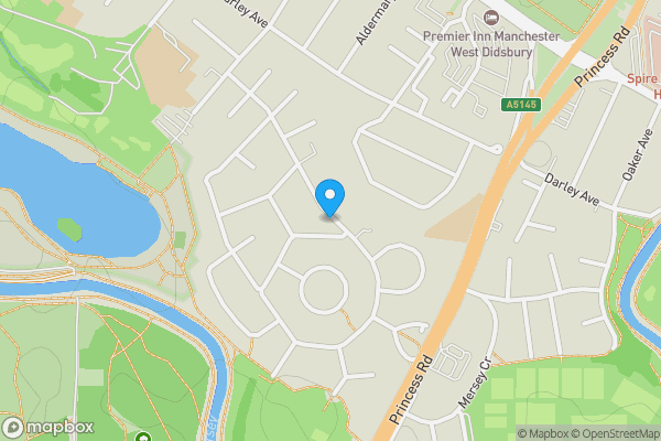 Map location for Mersey Bank Avenue, Manchester, Greater Manchester, M21